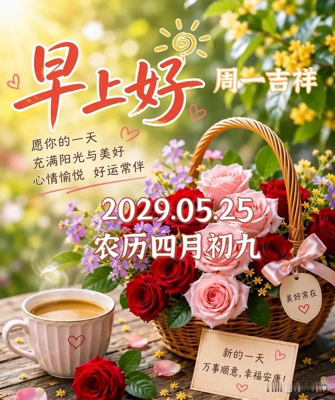 🌼🍃²⁰²⁶/₀₅.₂₅ ᵕ̈ 早安.新周启序🌸☕️
朝光浅浅染窗棂，
清