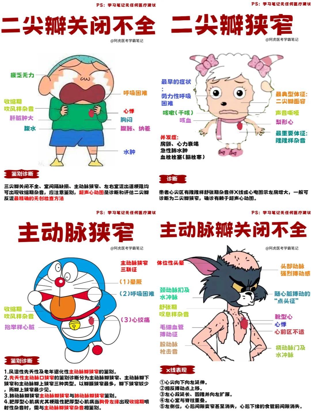 阿虎医考学霸笔记📒：瓣膜病汇总👆