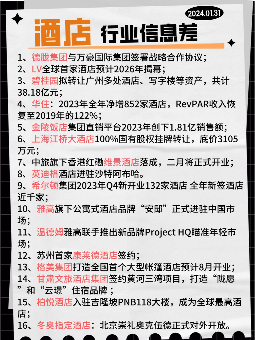 【酒店】行业信息差