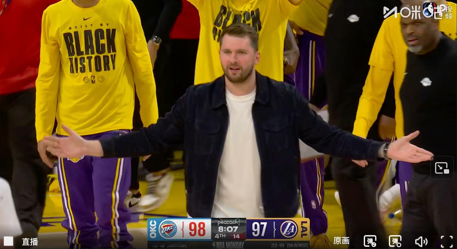 我请问呢？这是湖人主场吗？雷霆vs湖人湖人国度洛杉矶湖人