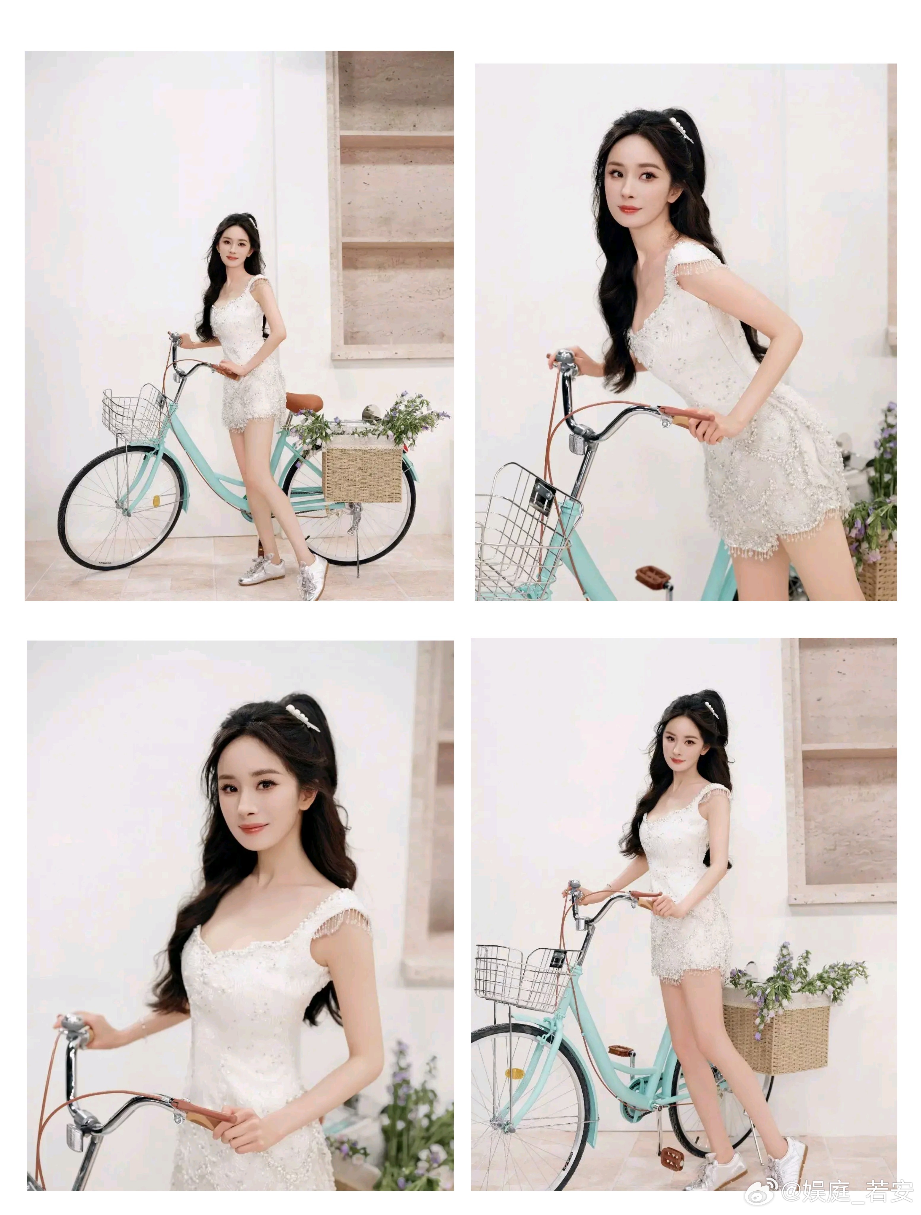 杨幂又美出新高度啦！27日她的最新写真美照曝光，化身单车少女，俏皮灵动得不行。她