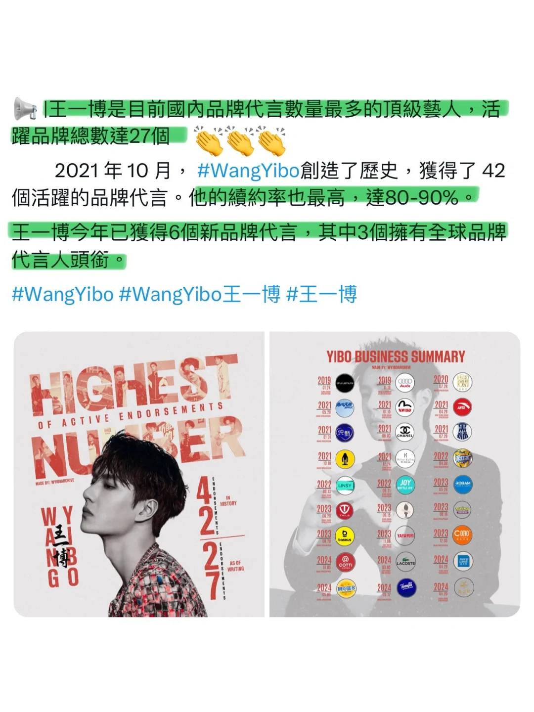 王一博：目前國內品牌代言數量最多頂級藝人