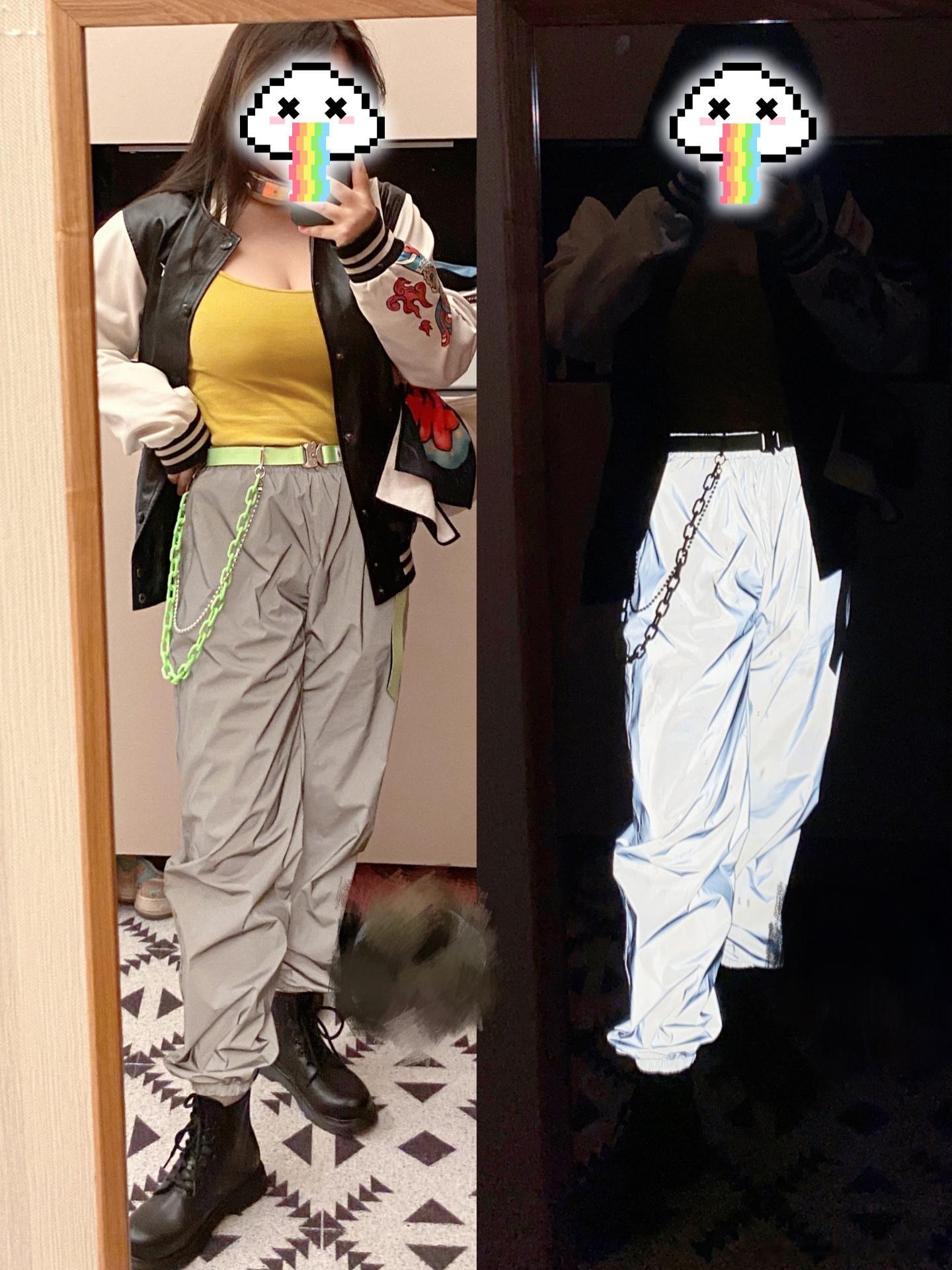 这种不透气的裤子是暴汗服是吧，蹦一会儿汗就顺着腿往下淌，一场演出下来到家我袜子鞋