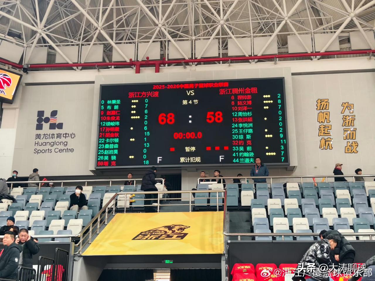 CBA独有节目，隔空斗舞争艳！昨晚浙江广厦迎来德比之战，广厦男篮VS稠州金租两队