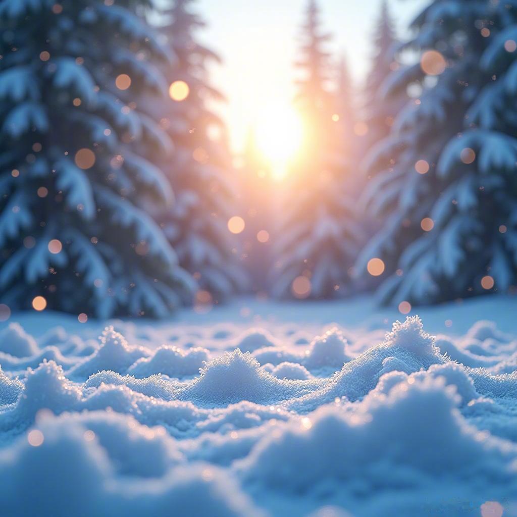 冬日阳光透过雪花，温暖与科技交织，仿佛未来正在向我们微笑。☀️❄️  冬雪   