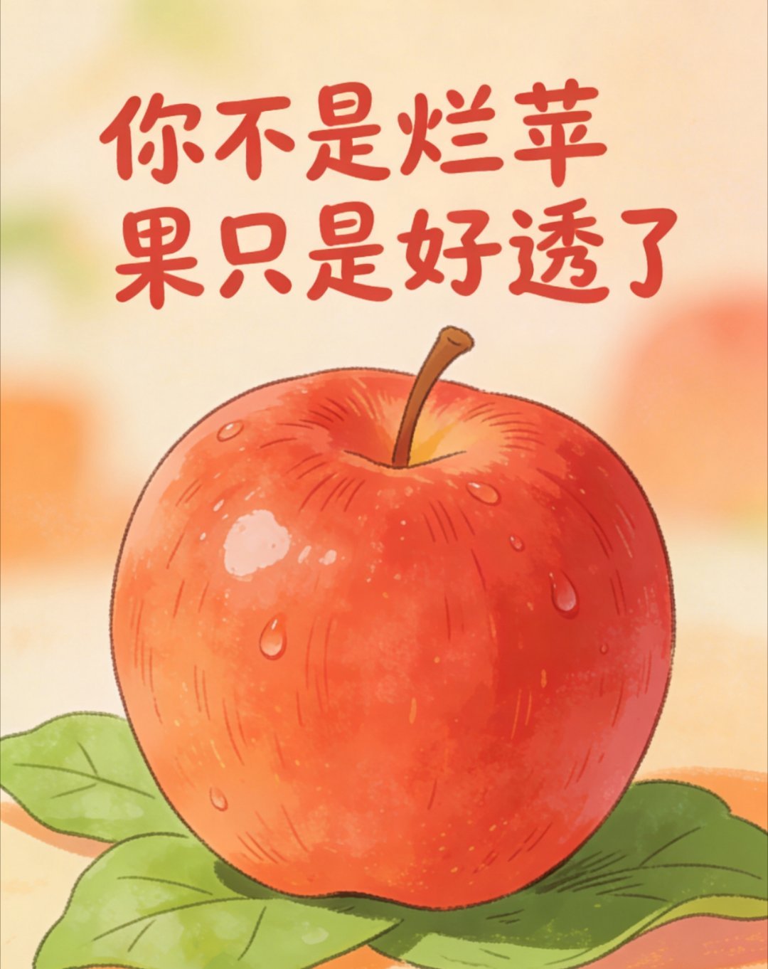 你不是烂苹果只是好透了不是瑕疵是特色，不是腐烂是熟透，人生哪有标准答案，舒服自在