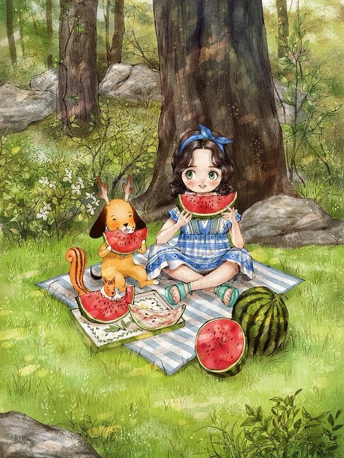 治愈的森林系女孩插画分aeppol 