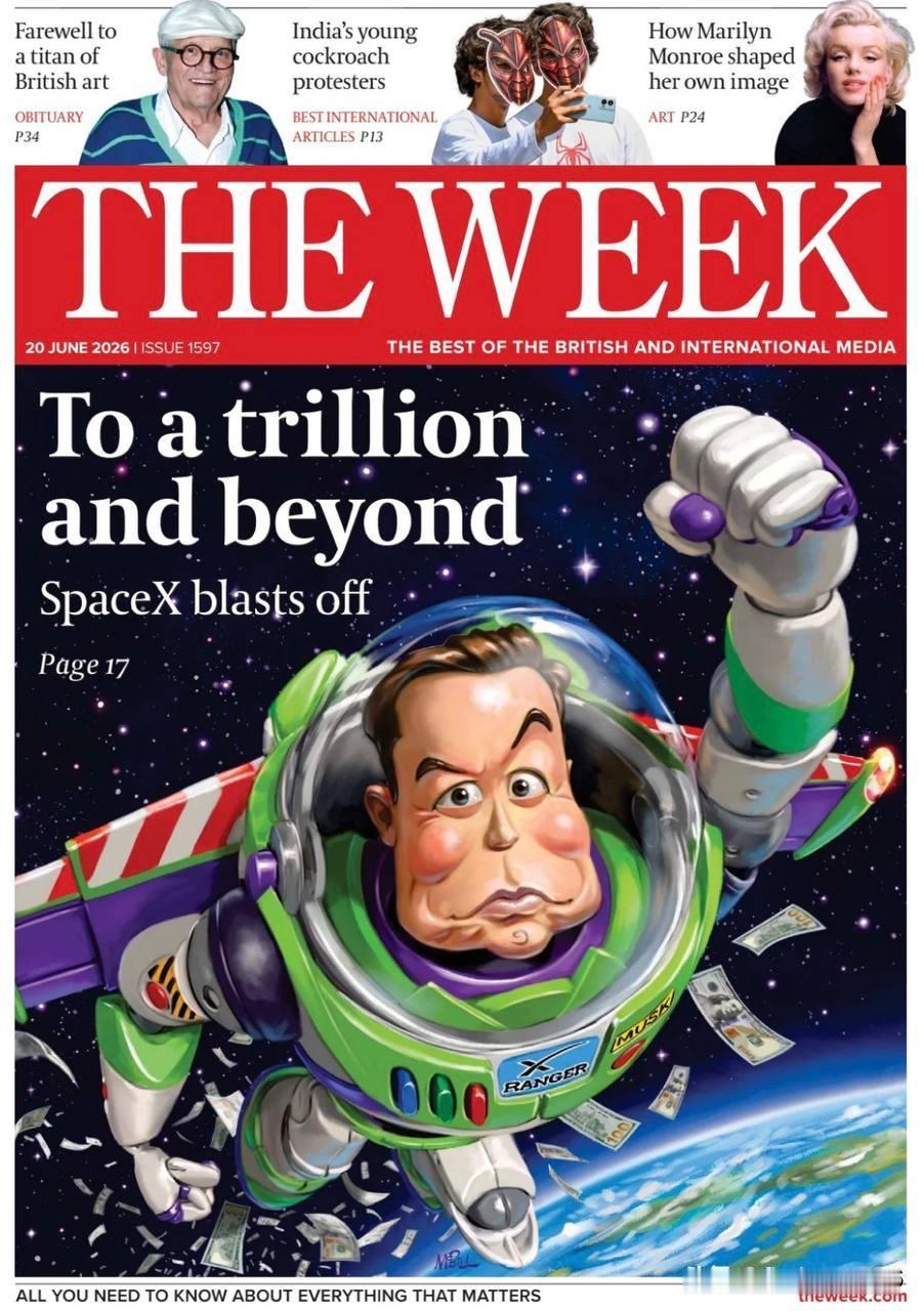 周刊杂志《The Week》的英国版和美国版都将目光投向了世界上首位万亿富翁——
