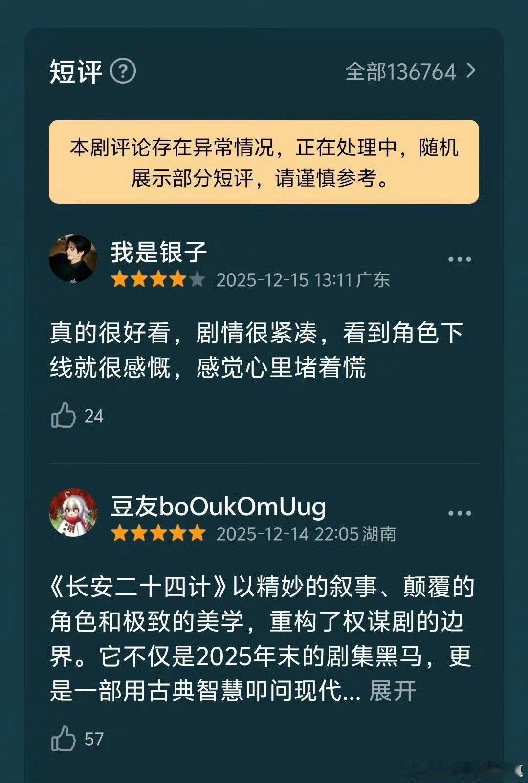 长安二十四计豆瓣评论异常评论异常就一定是被团建一星了？没准是跟某个AI五星评论的