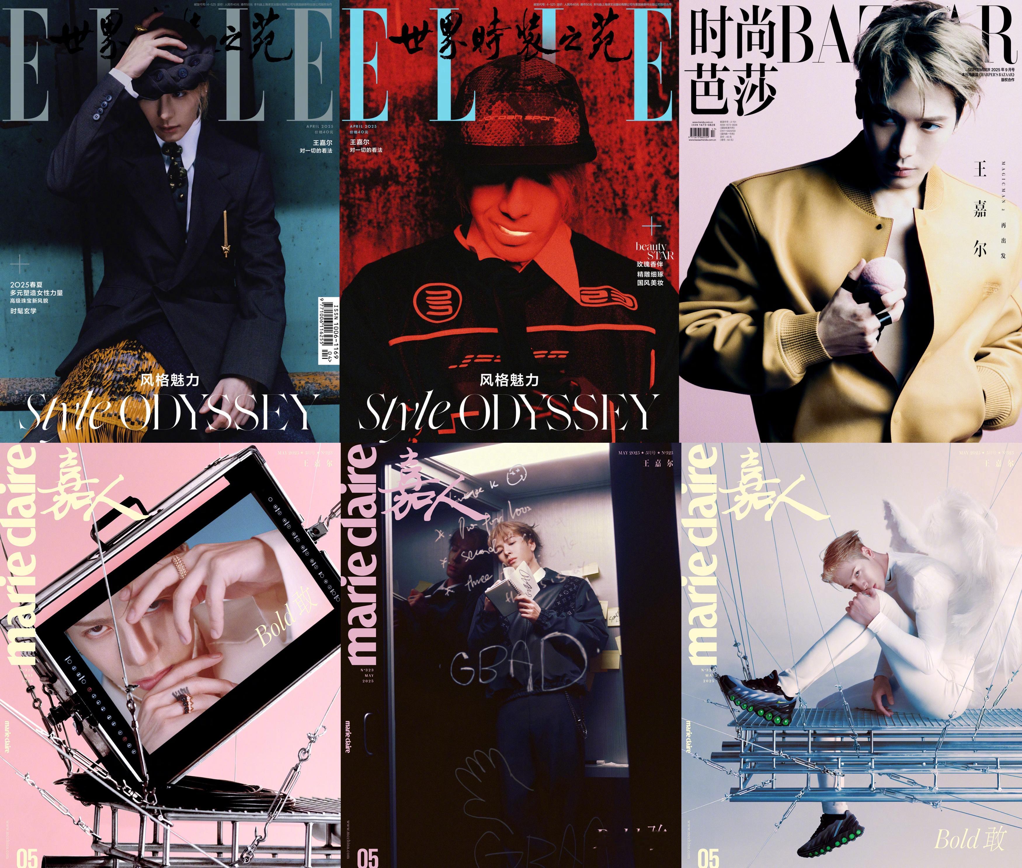 2025年度杂志总结 五大女刊封面上的男星面孔 三刊 ：王嘉尔 、檀健次两刊 ：