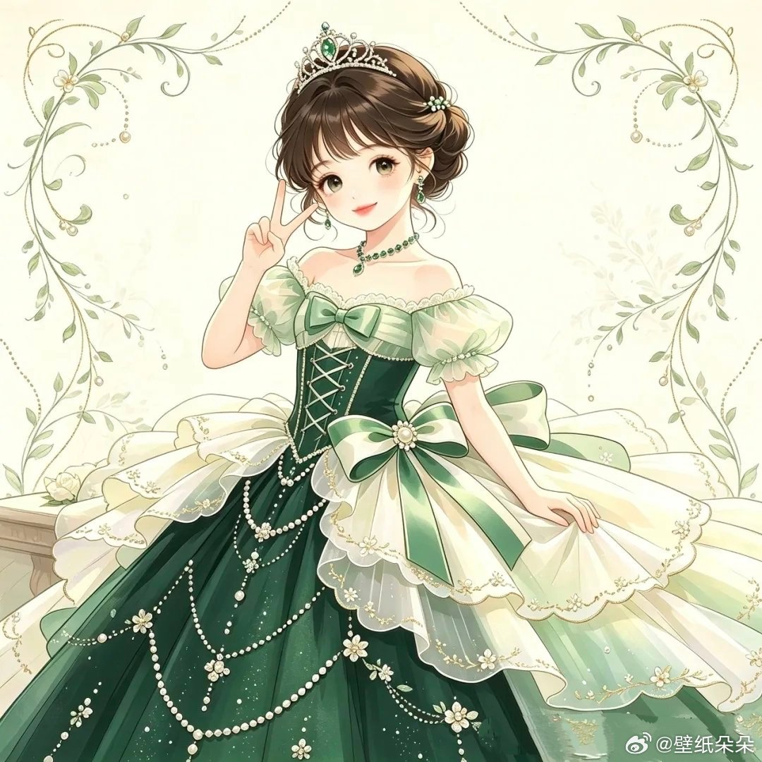 优雅绿色系小仙女头像 