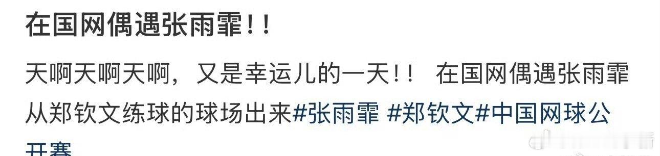 张雨霏去看郑钦文训练了好多网友偶遇到 张雨霏去看郑钦文训练啦，这一次张雨霏以“球