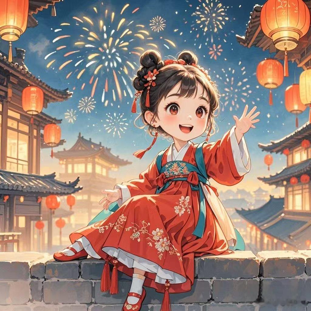 元气快乐烟花爆竹女孩新年头像...🧨🎉 