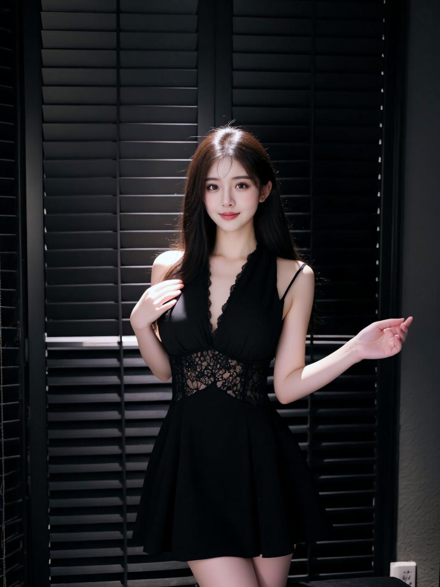AI黑裙光影写真