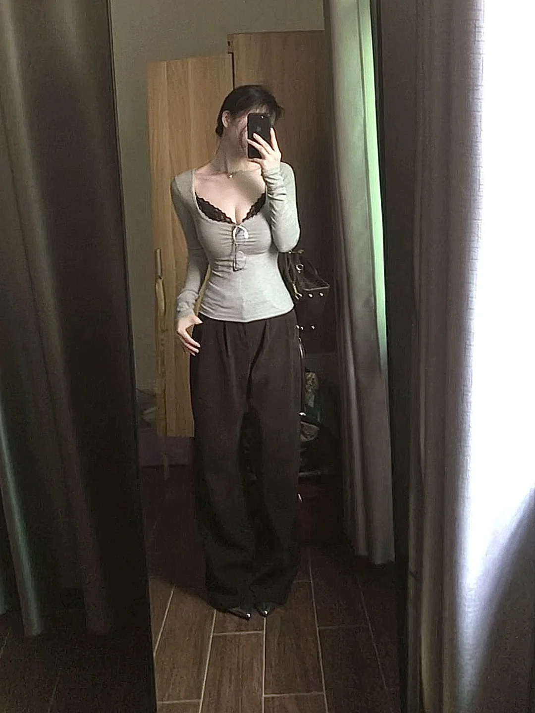 方领➕阔腿裤 巨显高又自带慵懒感！