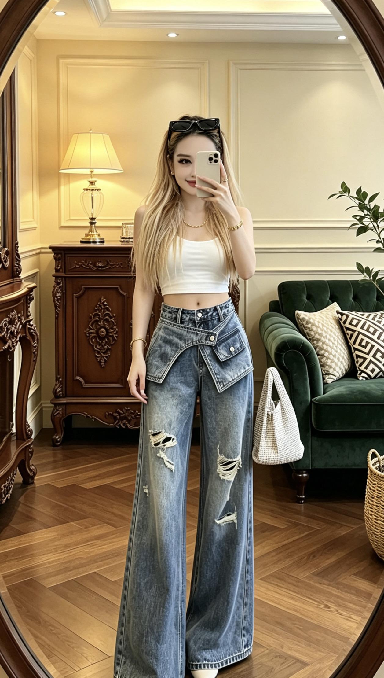 牛仔裤欧美风复古女