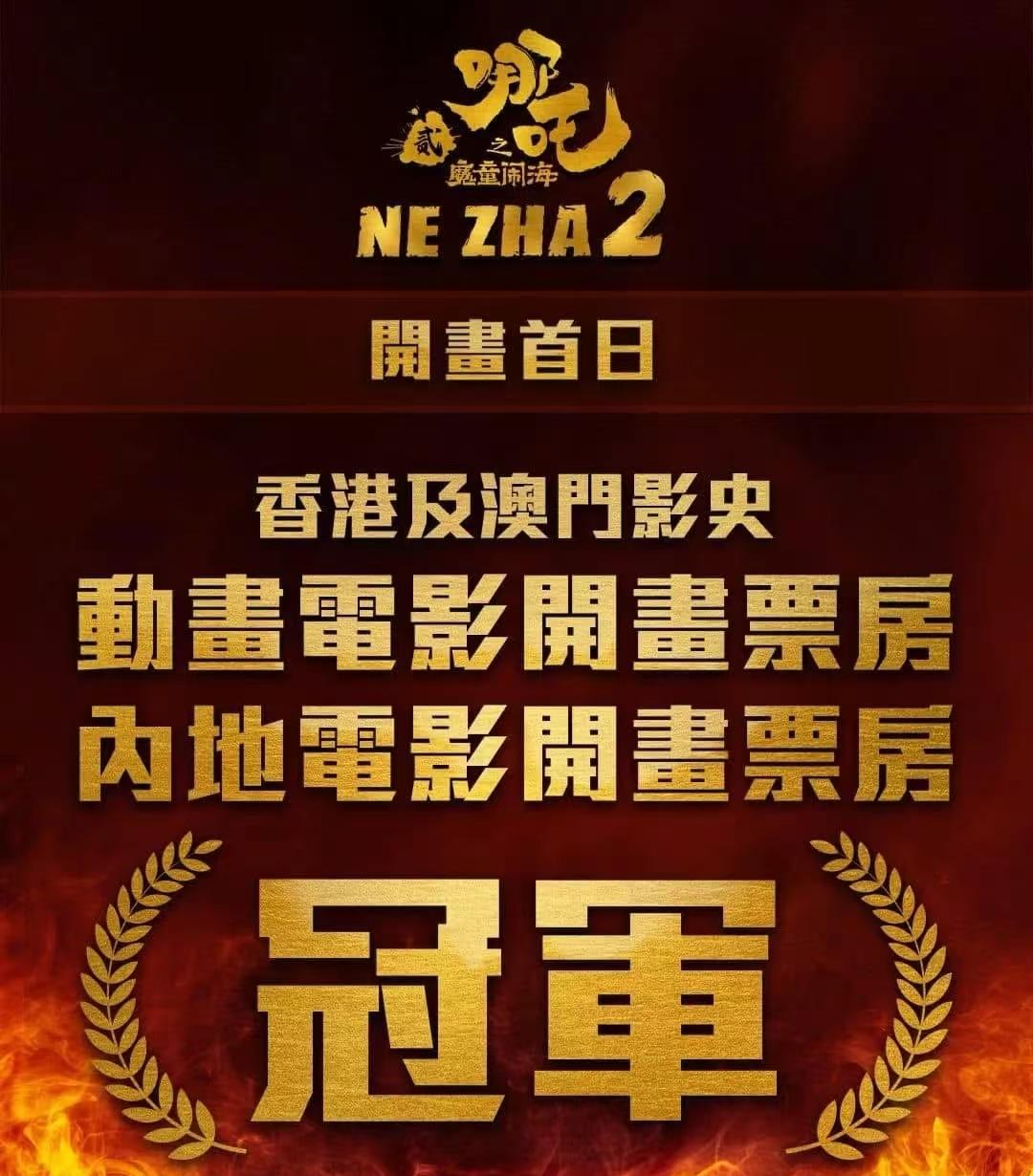 虽然已经很高了，也创造了很多纪录，哪吒2首日观影人数超过6万人，哪吒2创造了香港