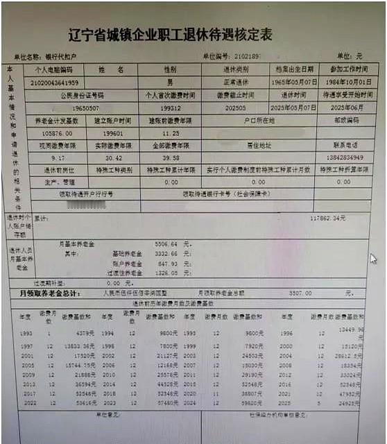 大连市企业职工，出生于1965年5月，1984年10月工作。

工龄39.58年