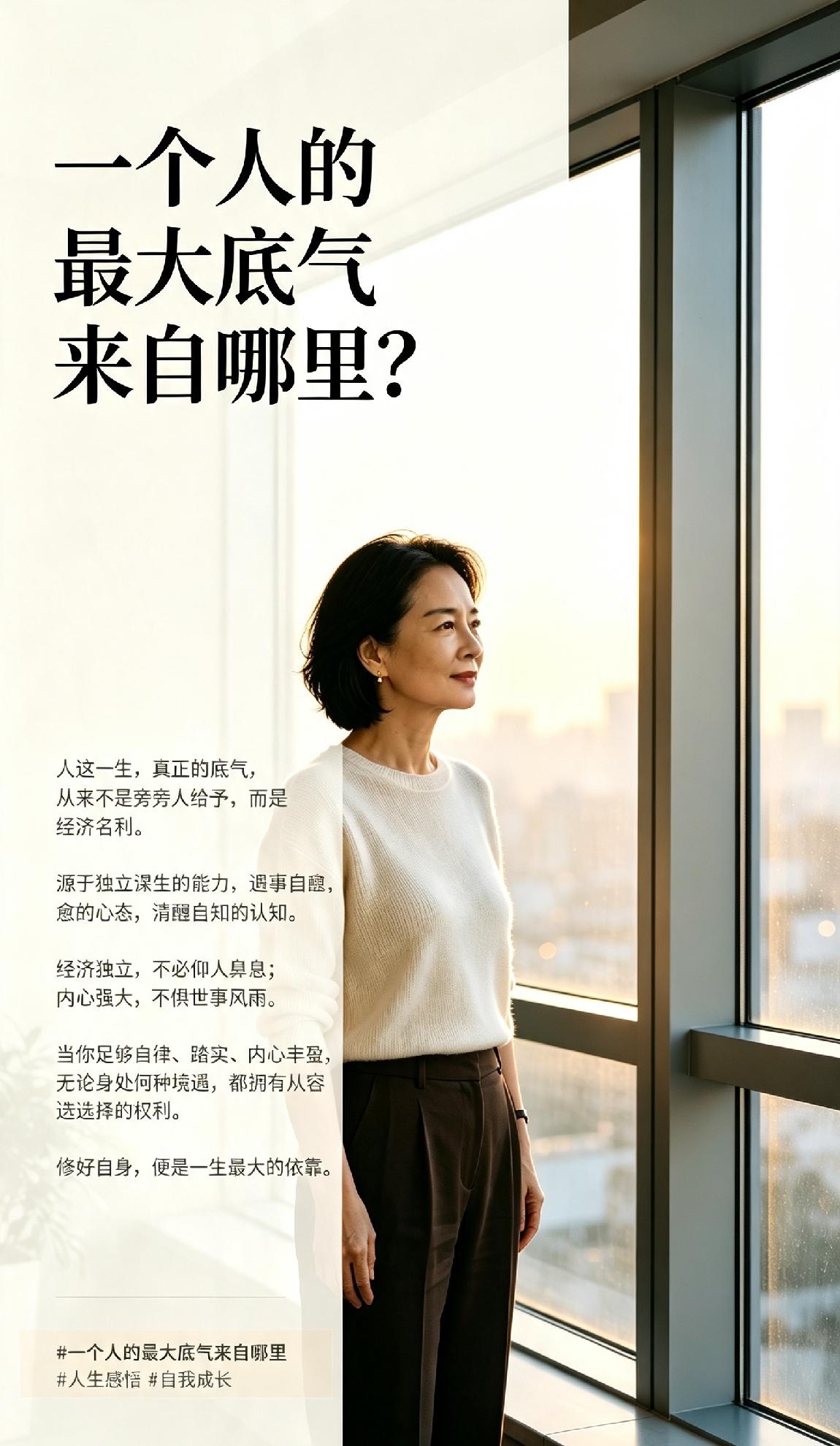 人这一生，真正的底气，从来不是旁人给予，也不是浮华名利。
源于独立谋生的能力，遇