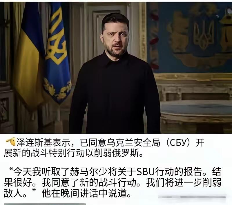 泽连斯基承认下令行动，俄中将遇袭背后是什么？

乌克兰总统泽连斯基近日公开承认，