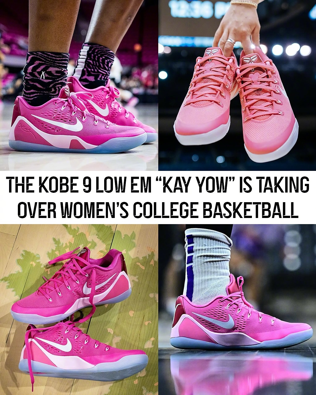 不少NCAA女球员在近期上脚了Kobe 9 EM Low关爱乳腺癌配色，不知道这