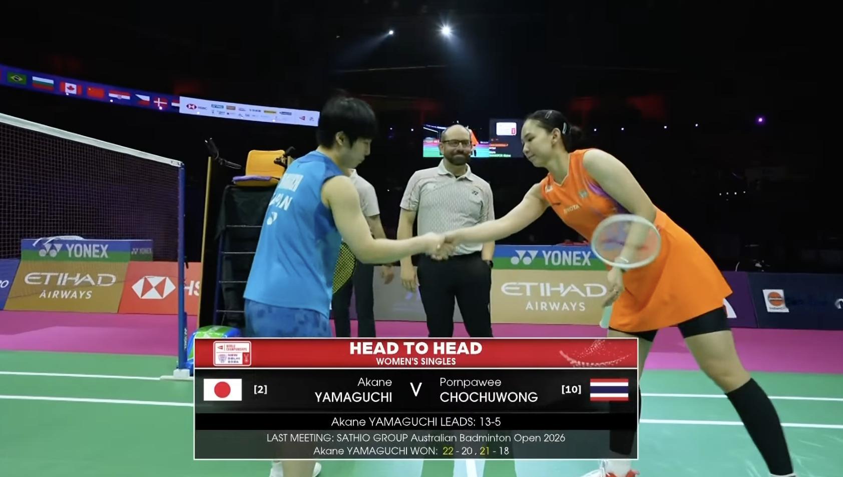 山口茜🇯🇵 vs 🇹🇭李美妙，女单半决赛马上开始！2026年羽毛球世锦赛