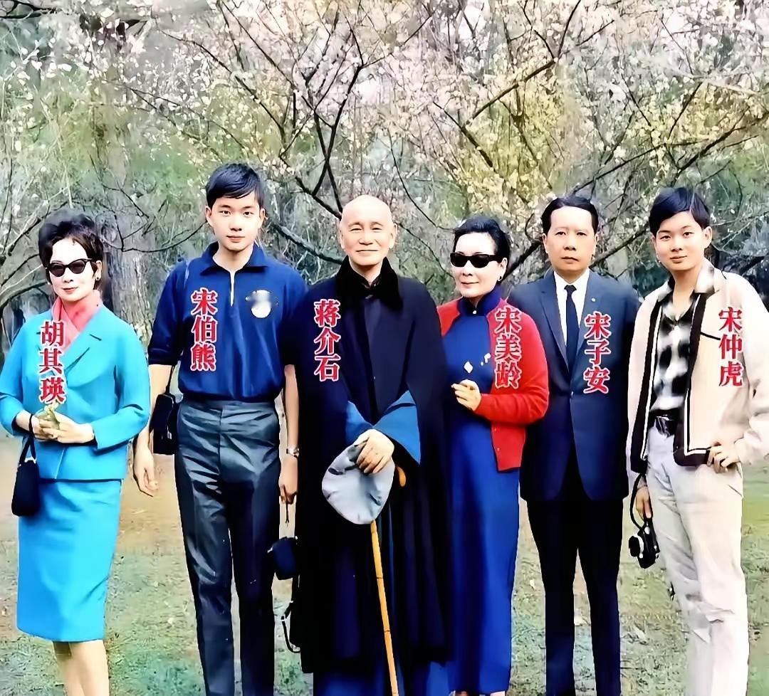 王铎：蒋介石、宋美龄与宋子文一家
1965年，78岁的蒋介石夫妇与宋子文一家，在