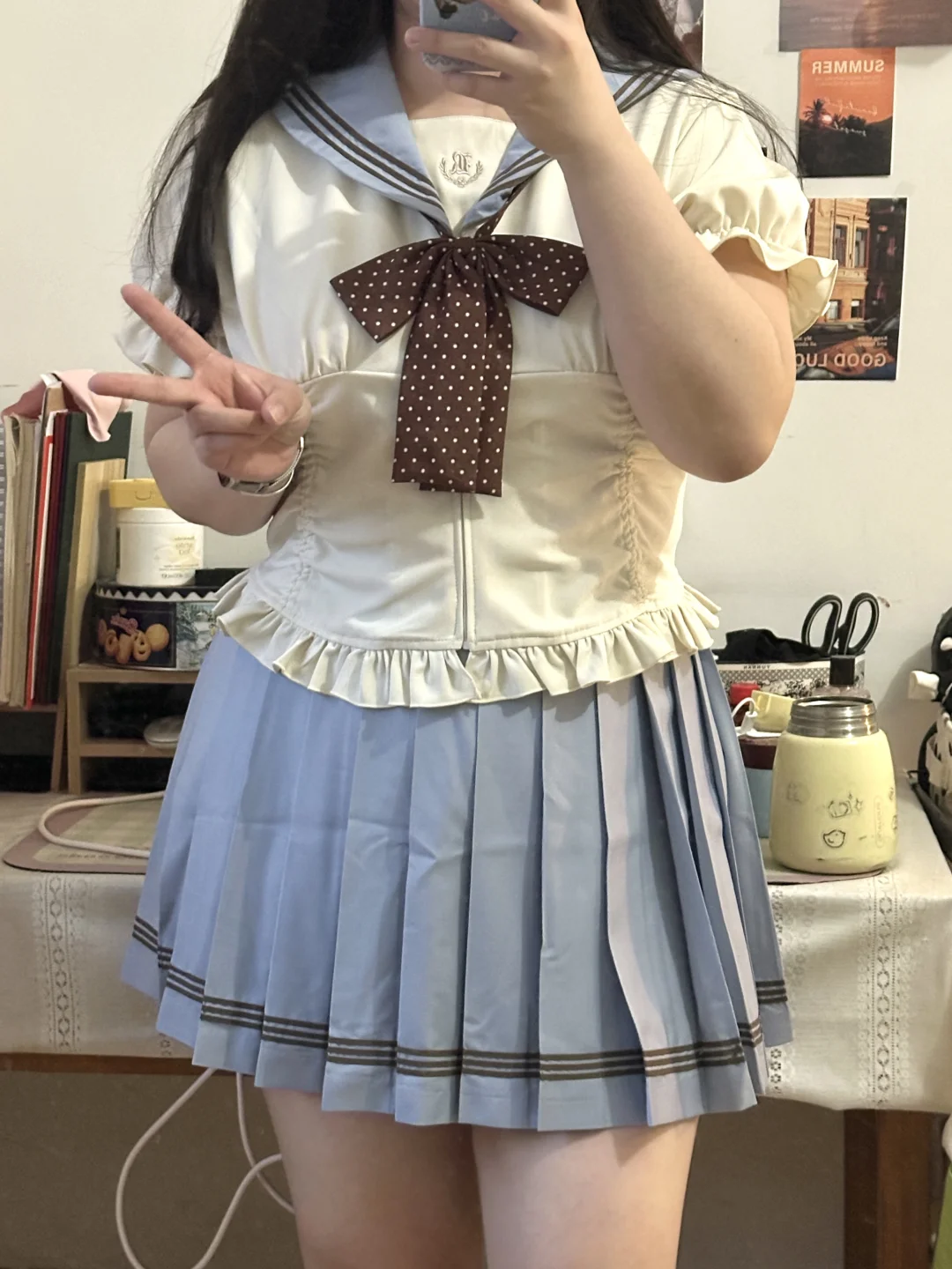 176cm195斤｜大码穿搭｜夏天的蓝色水手服！🩵