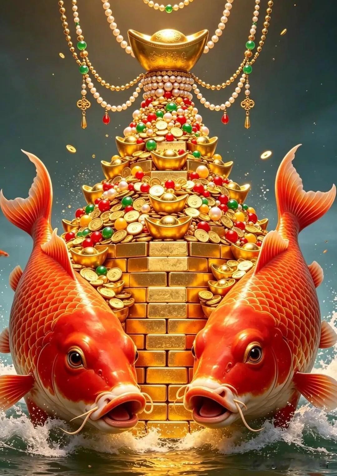 锦鲤呈祥，富贵临门。
人人都期盼金银满仓，财运常伴。可财富讲究机缘，不可苦苦强求