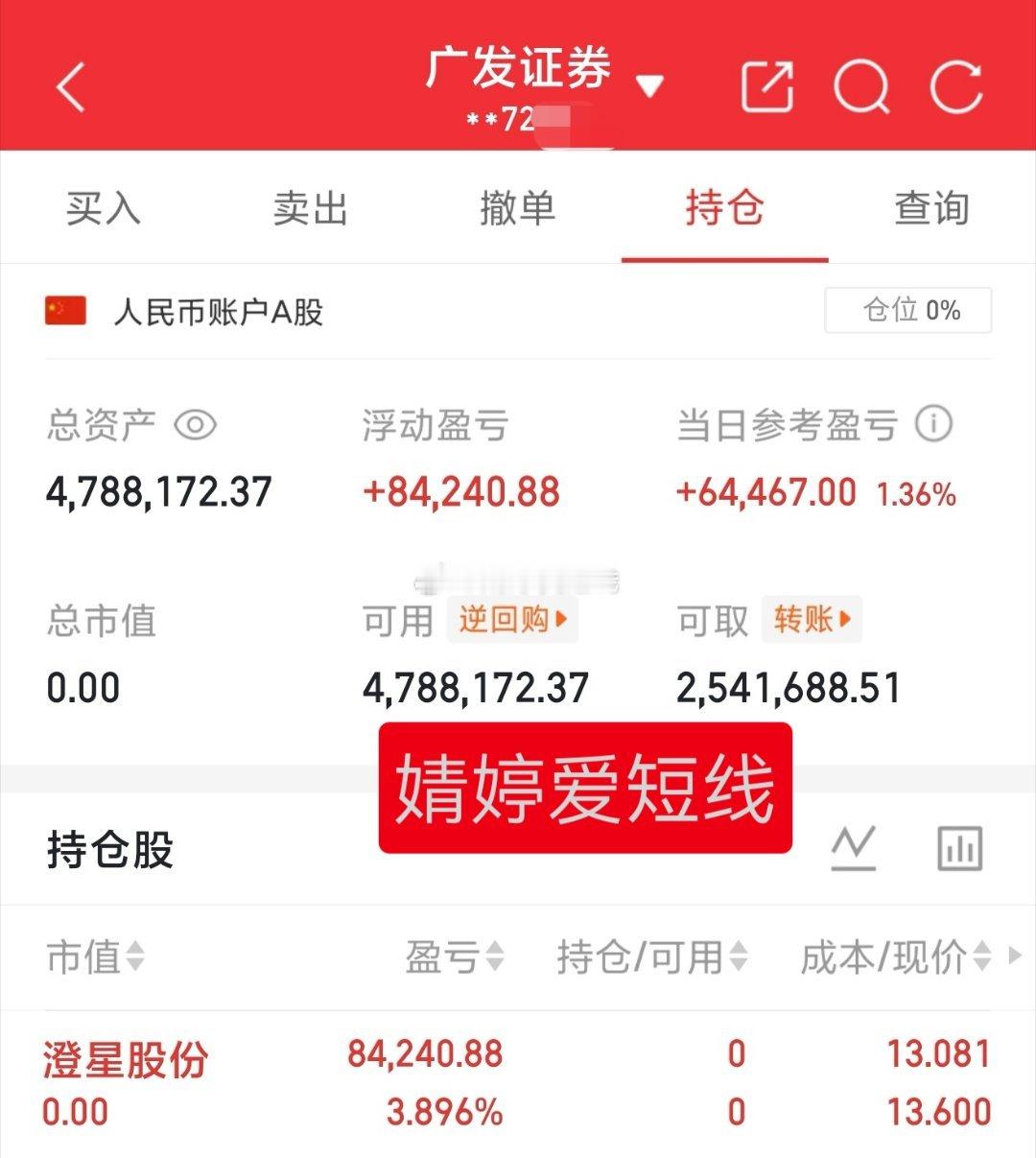 澄星婧婷走了受不了这庄家了，没有不好实在磨不过这庄家，季报基本也出了，明天开始恢