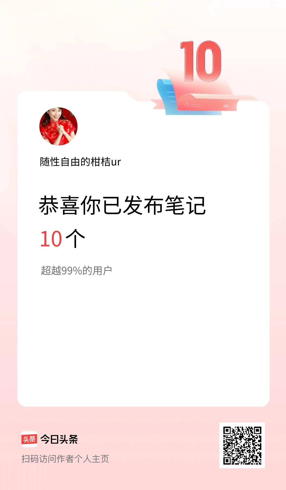 我在头条累计投稿笔记10个