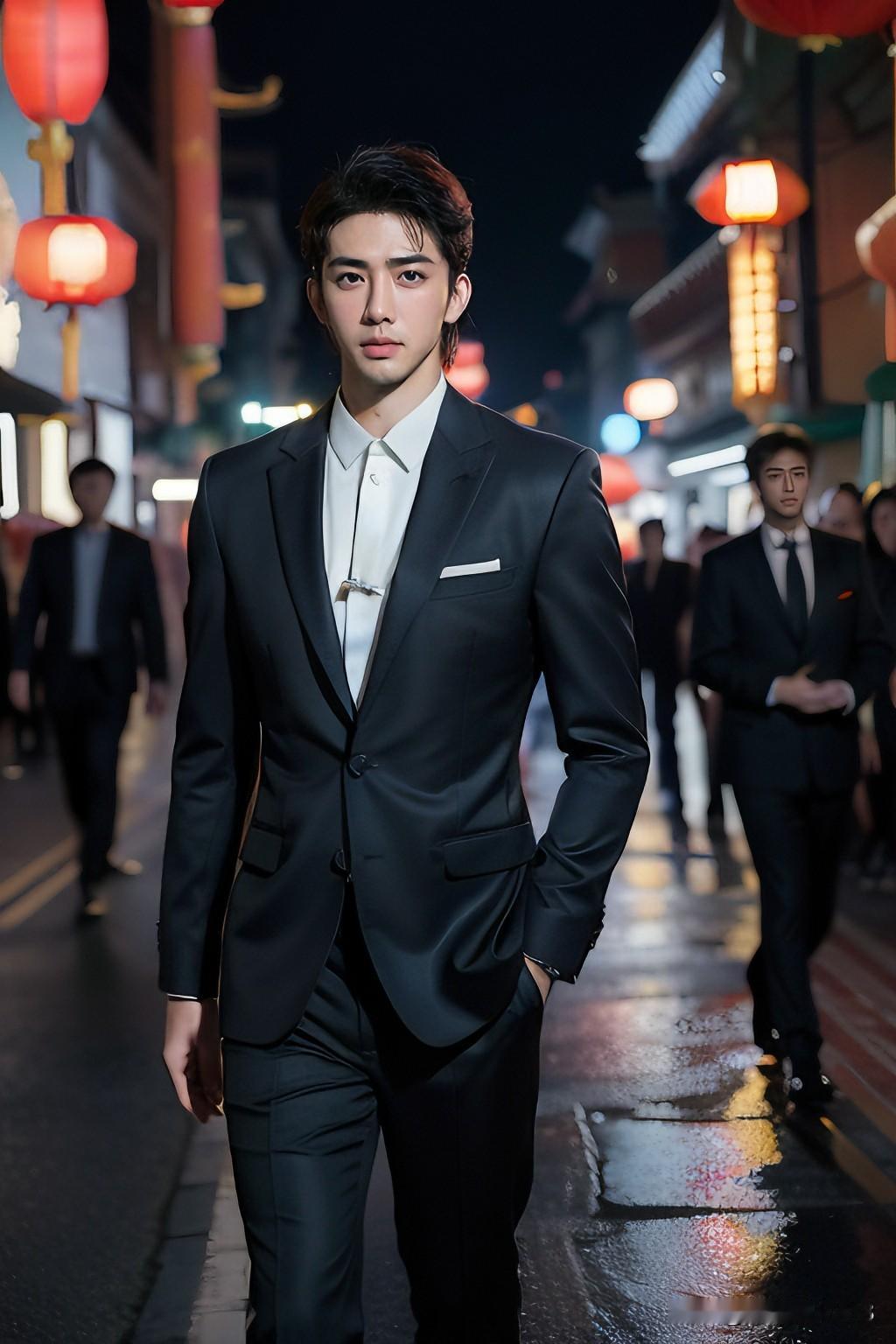 这组照片非常有质感，一看就是精心策划的时尚街拍或写真作品。画面中的主角是一位五官