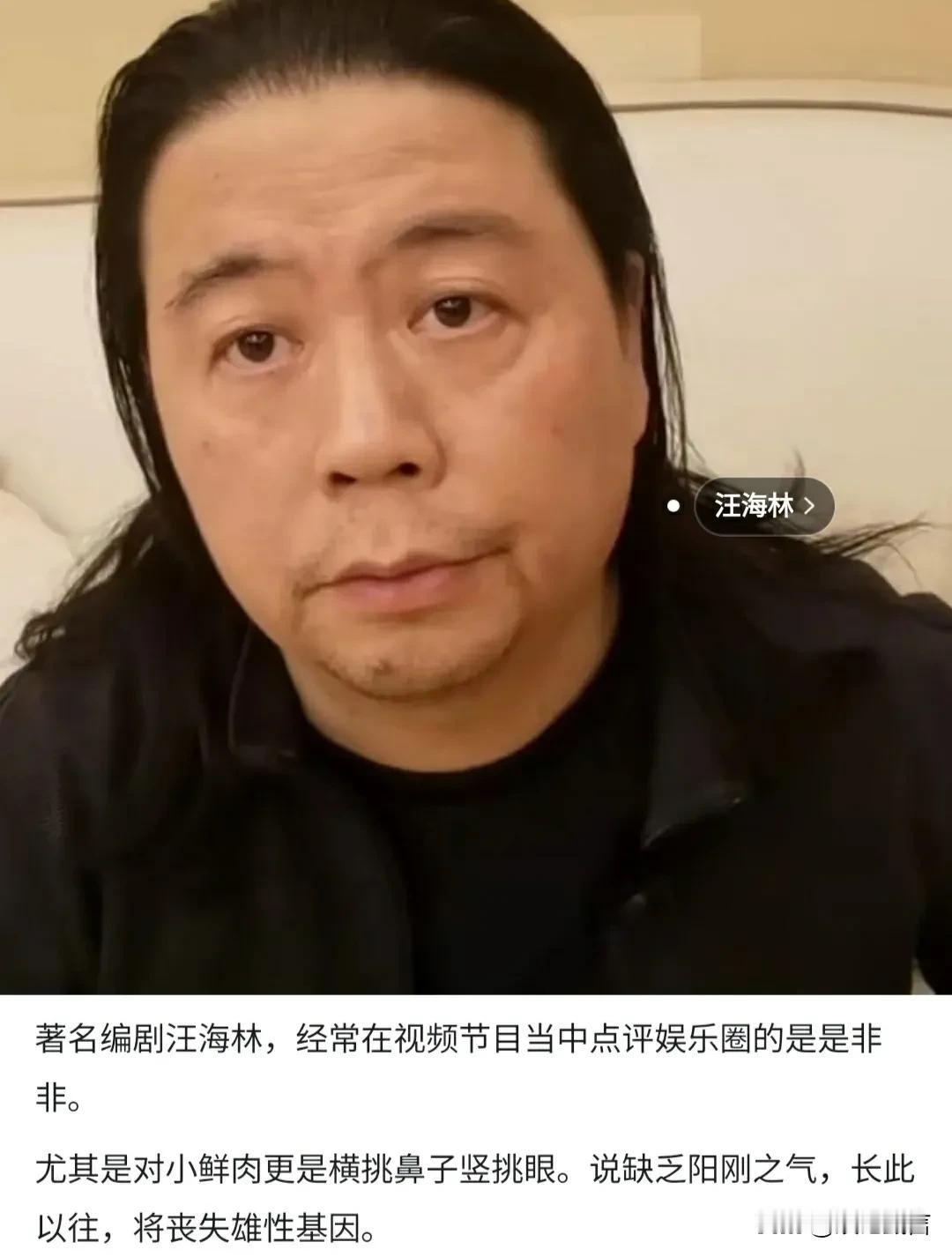 编剧汪海林公开抨击小鲜肉缺乏阳刚之气和粉圈挟持公信力围剿他人：华晨宇和肖战粉丝中