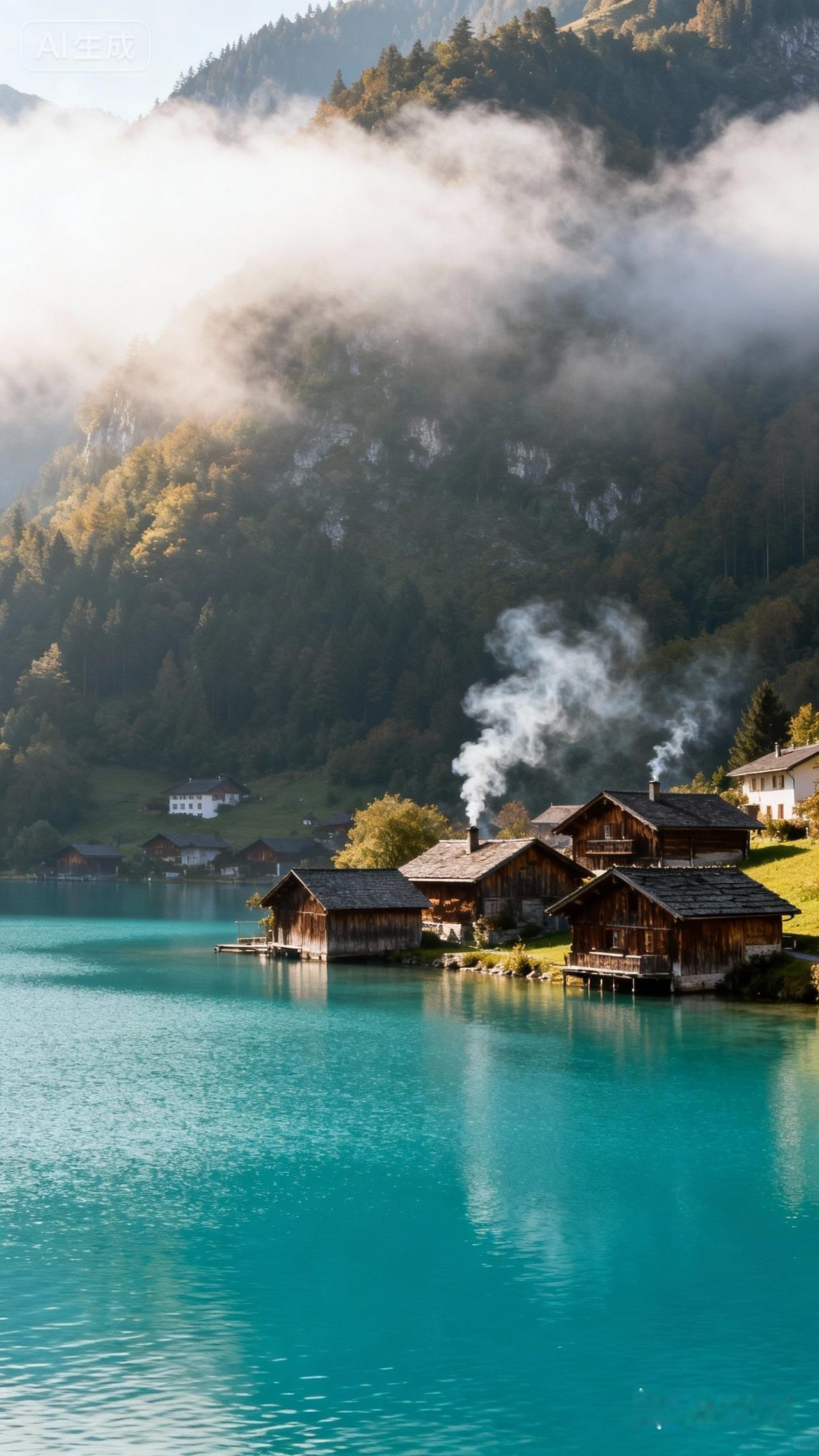 青山绿水云雾缭绕