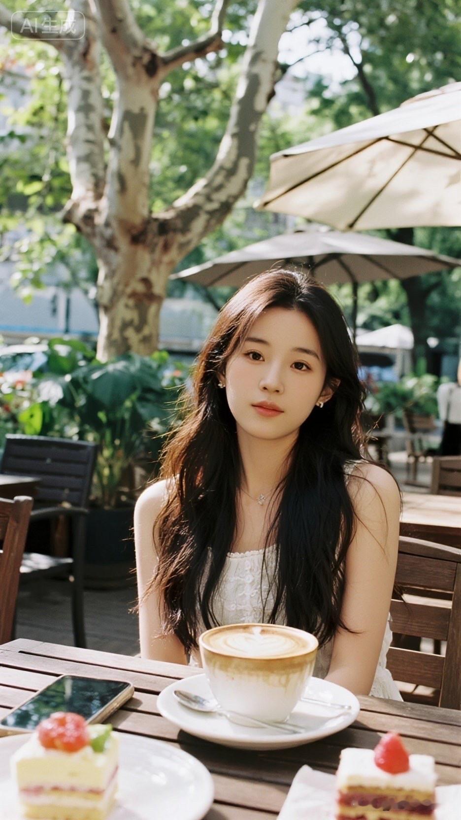 悠闲午后，咖啡与甜点相伴，享受宁静时光。🍰☕️🌳