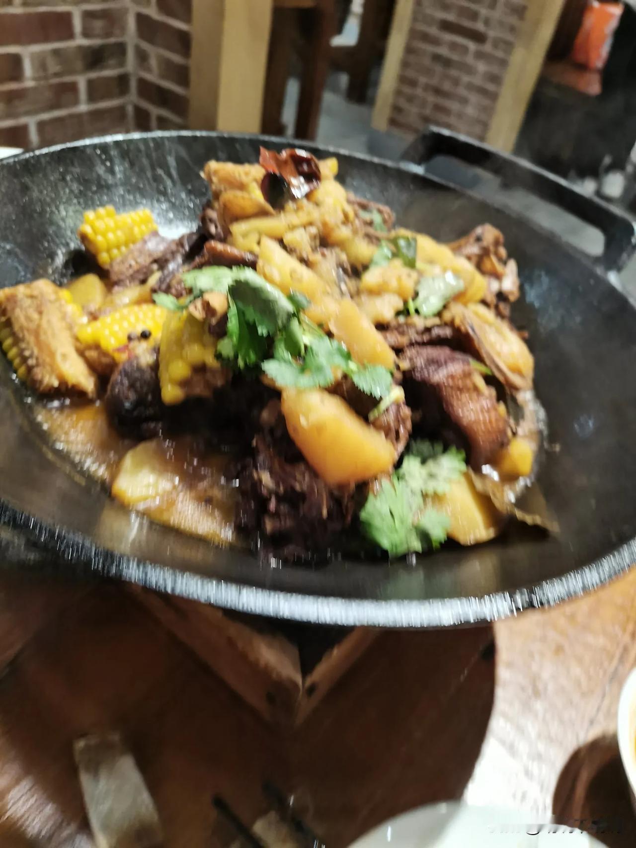 为了减肥，坚持了半个月没吃晚饭，昨天我还写的遇到美食一定要控制，今天就遇到铁锅炖