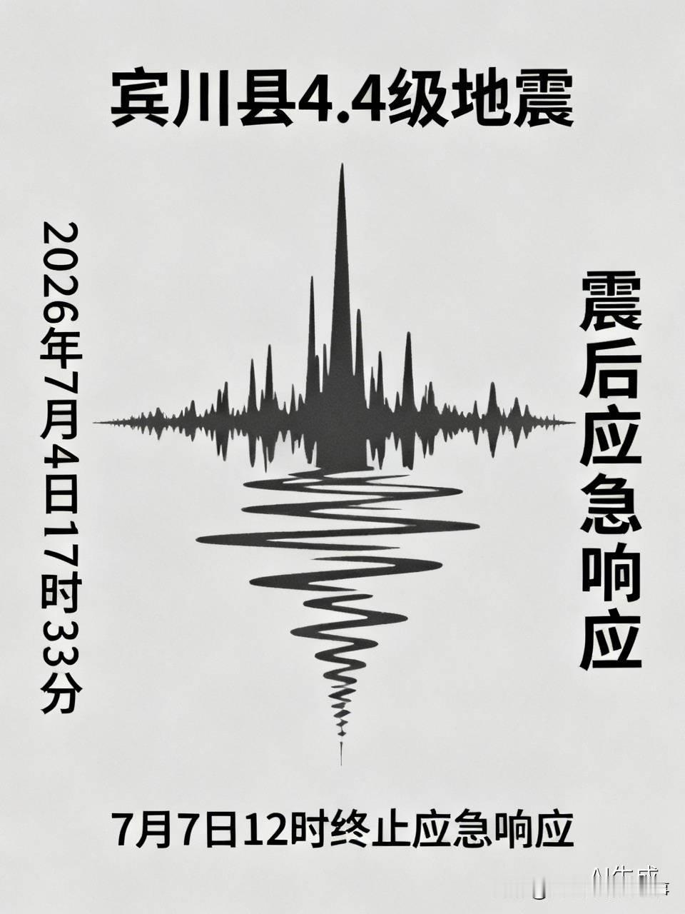 📍宾川县终业地震应急IV响应❗️
2026年7月4日17时33分，宾川县发生4