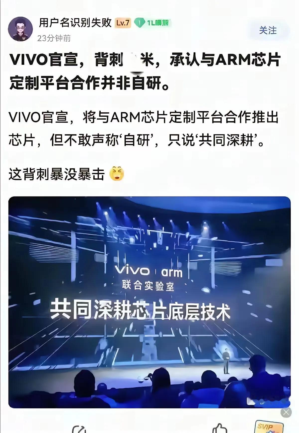 这下子粗粮的谎言被Vivo戳穿了，Vivo也要推出芯片了，相信下一步会有很多友商
