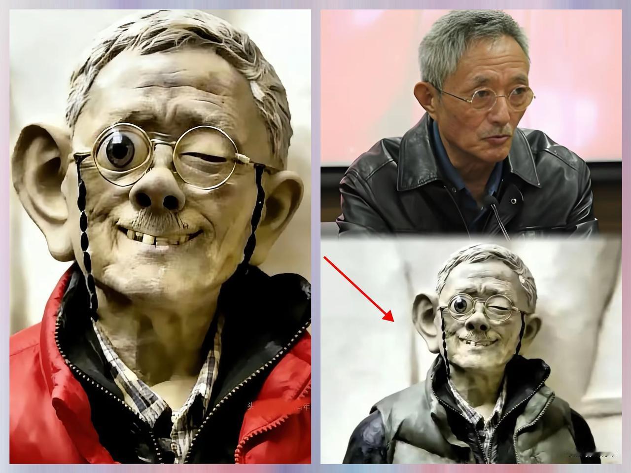 刚看到这尊“神作”的时候，
属实被丑得猝不及防！
但按田教授那套理论，
这可是实