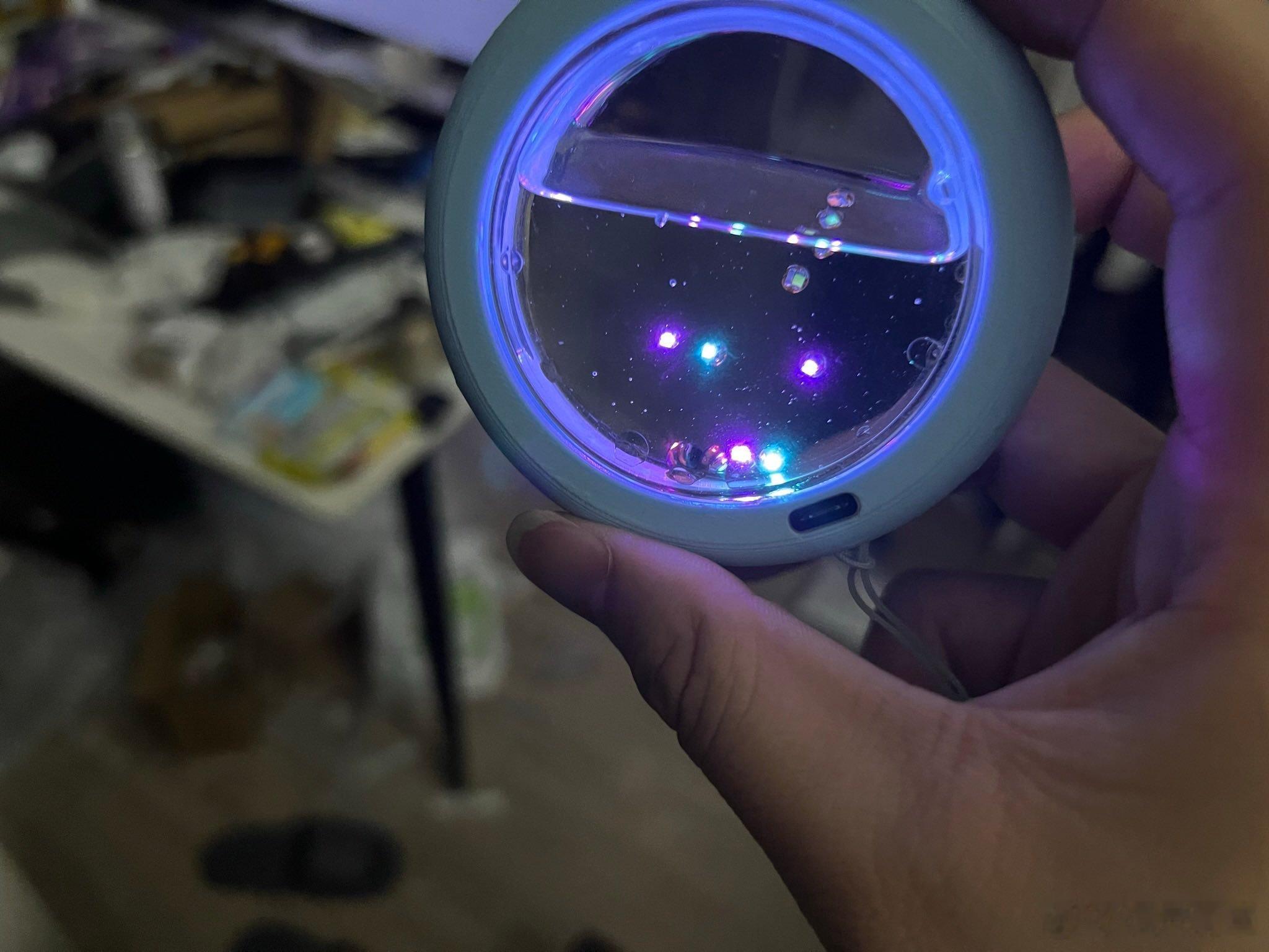 这是我做的一个线圈无线供电的LED灯珠流麻 ​​​