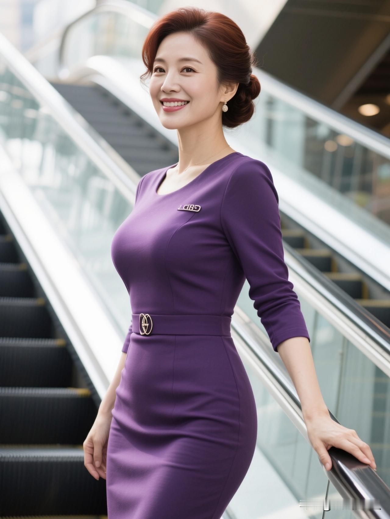 优雅紫裙，微笑如春，自信满满！紫裙韵