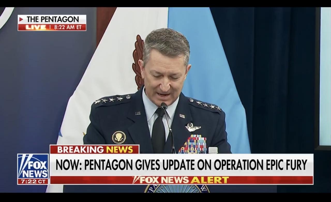 美国国防部丹·“雷津”·凯恩将军Dan ‘Raizin’ Caine表示，美国军