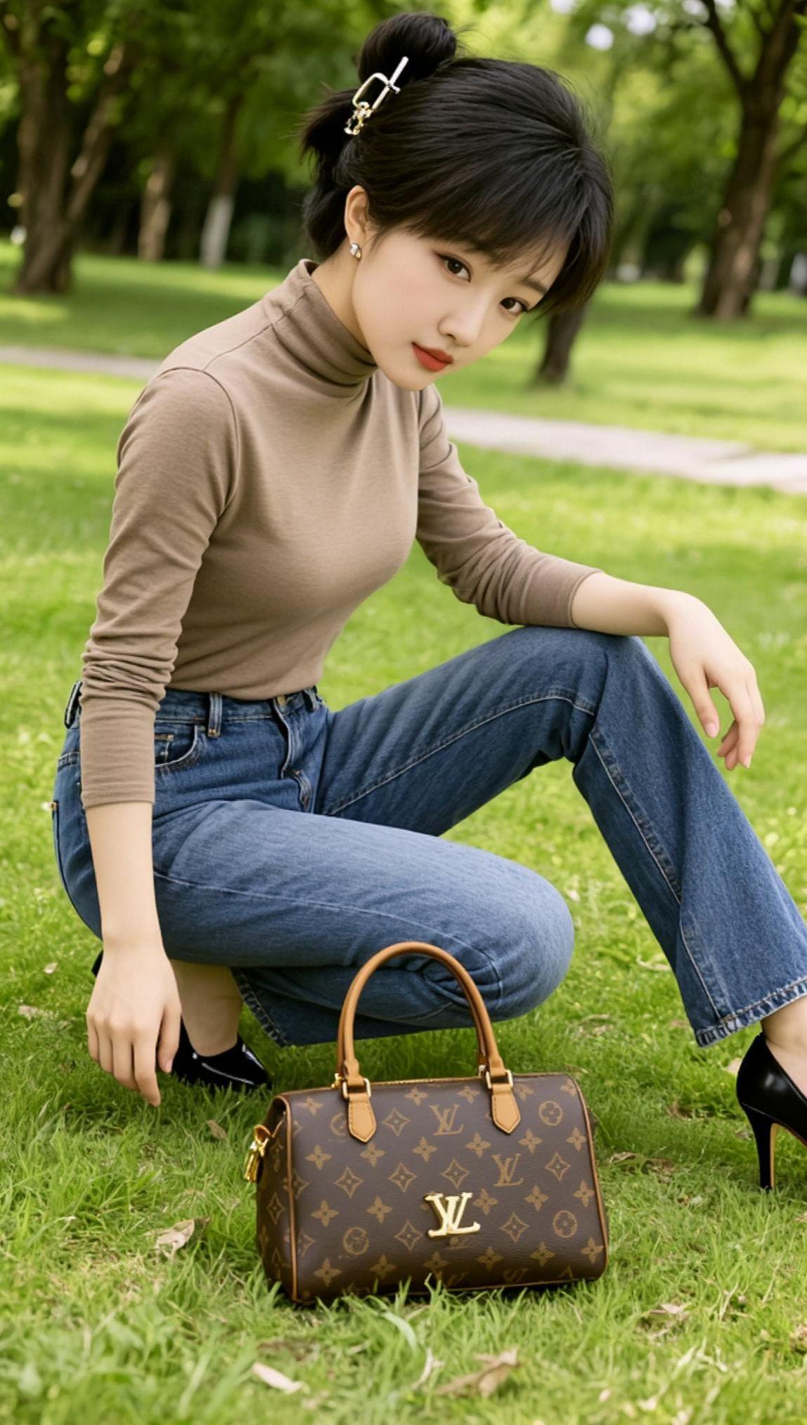 AI草地休闲写真 抖音ai创作