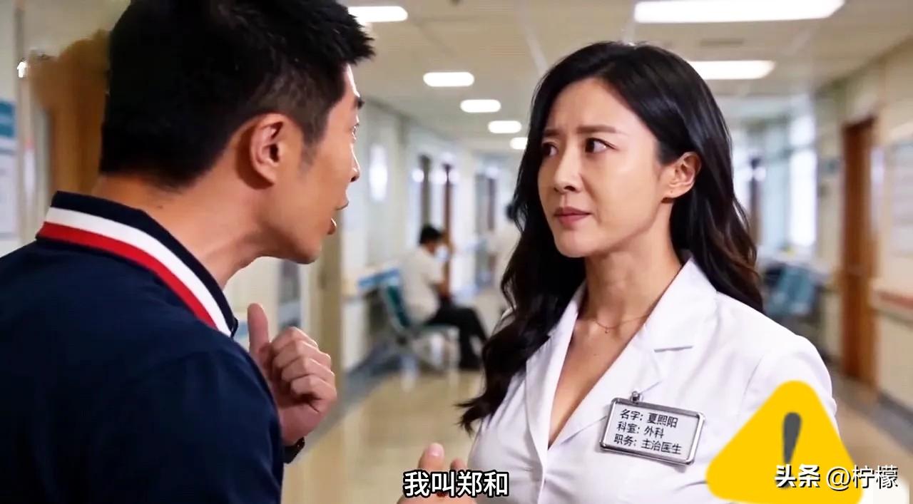 男子目不转睛盯着
美女医生的名牌看，
女医生以为男子偷看她的胸部，生气地说：“你