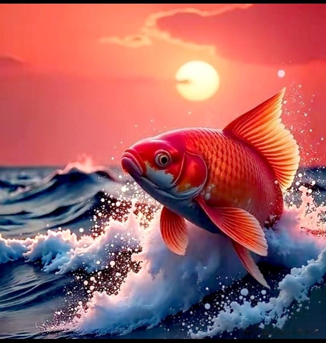 红鲤现身，福泽绵长。