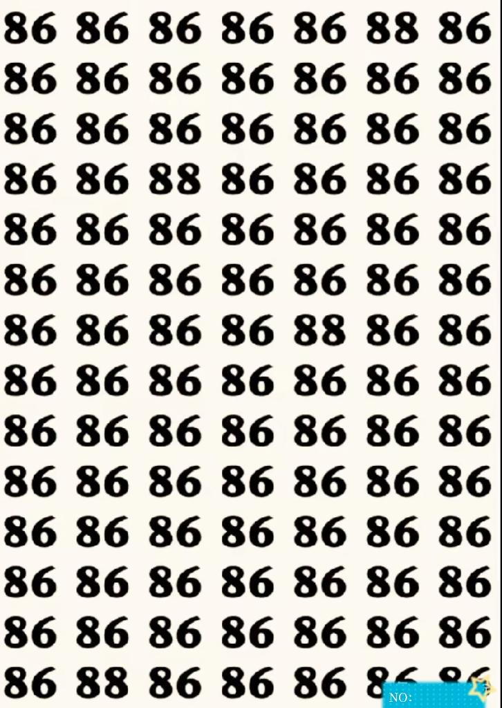 满屏86里藏着数字，据说眼力超群的人，一眼就能全部找出

考眼力 看图找数字 眼