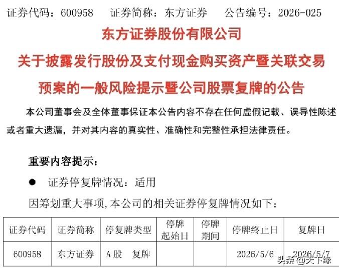 今晚A股四大重磅公告刷屏！东方证券合并上海证券、百济神州扭亏、大基金减持、白酒巨