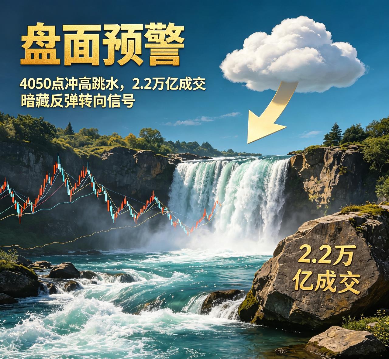 [燃烧的心]盘面预警：4050点冲高跳水，2.2万亿成交暗藏反弹转向信号
 
提