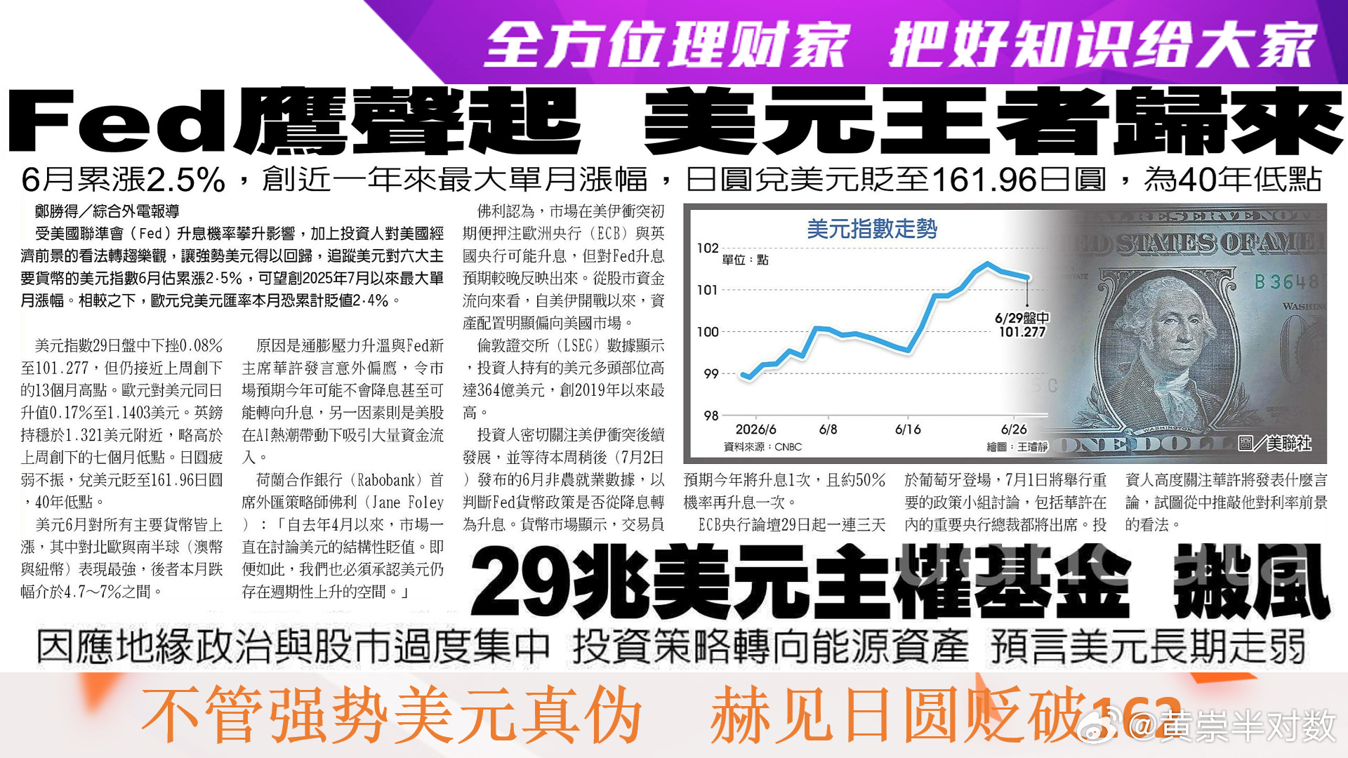 全方位理财家，把好知识给大家～〈每日一分钟，能知天下事〉（引用图文之解析度已尽量