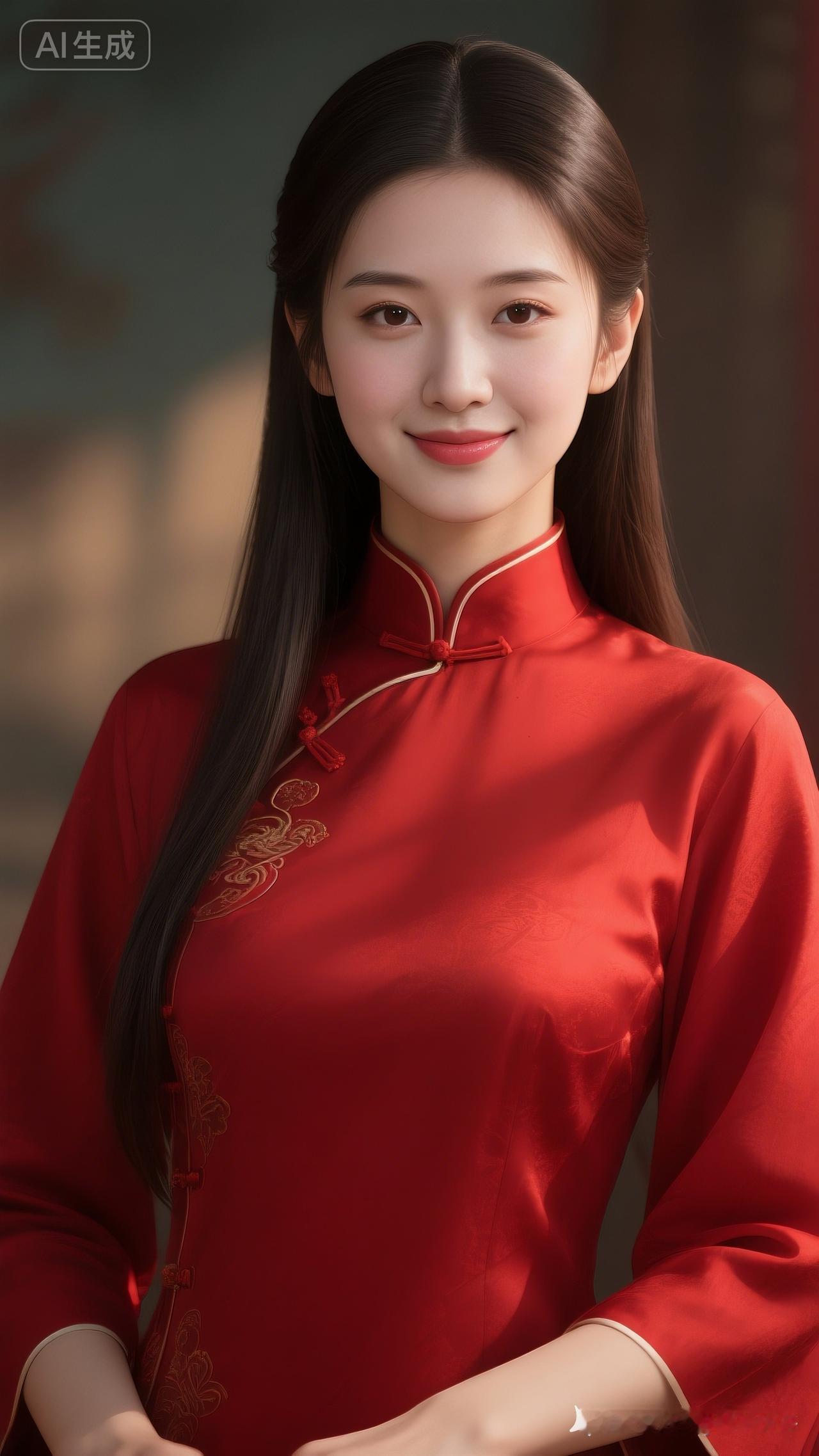 惊艳的AI生成美女，红衣华贵，气质非凡！🌸💃